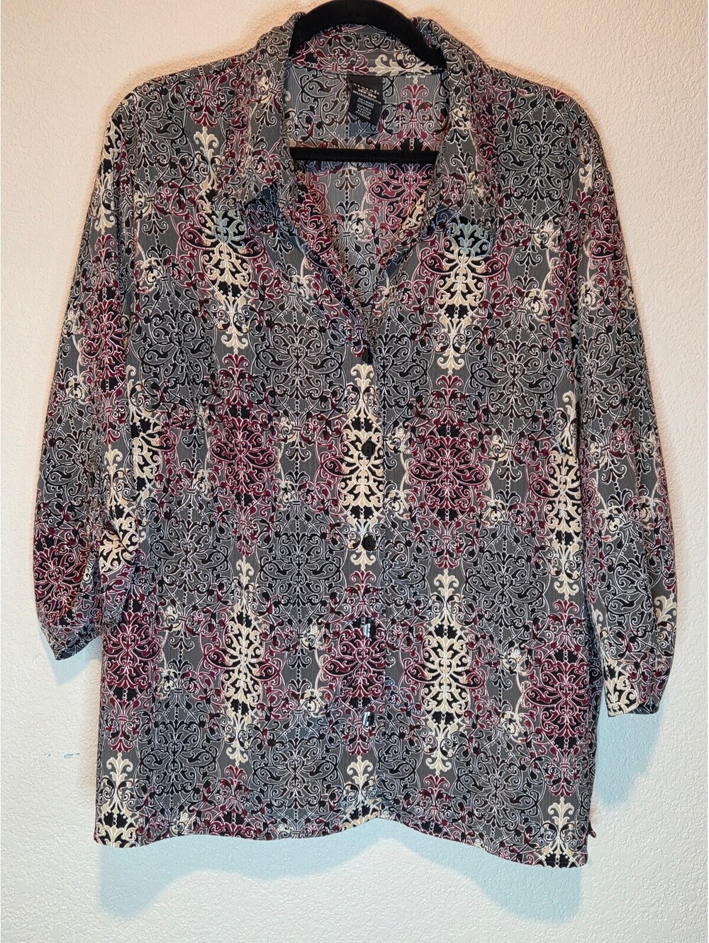 George Women's 4X Long Sleeve Button-Up Shirt 26W-28W